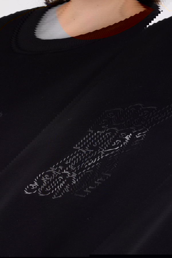 Baskılı Sweatshirt Siyah - 26475