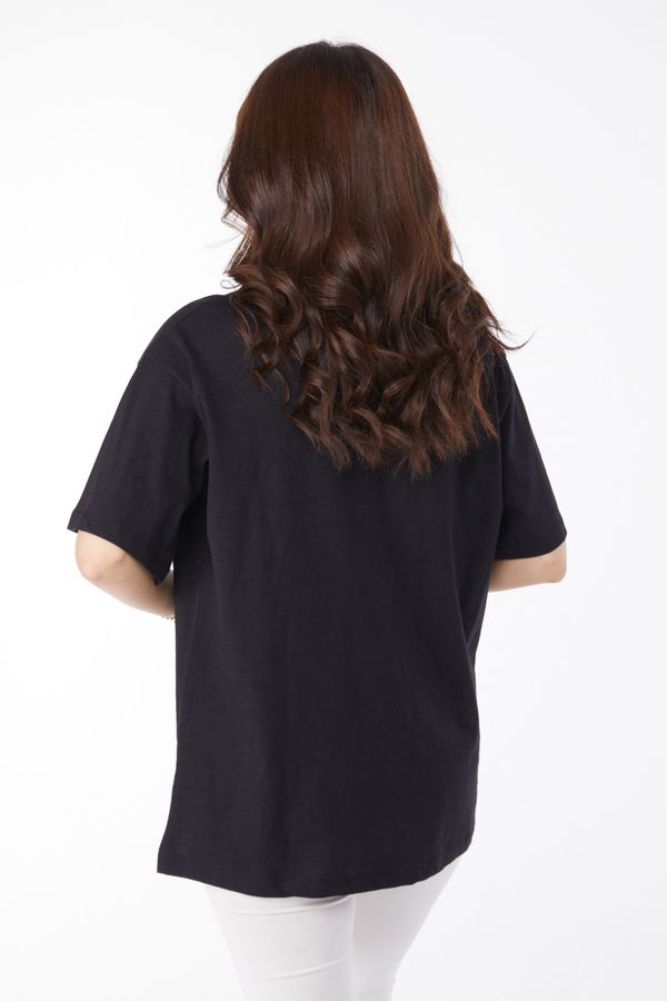Baskılı T-shirt Siyah - 25167
