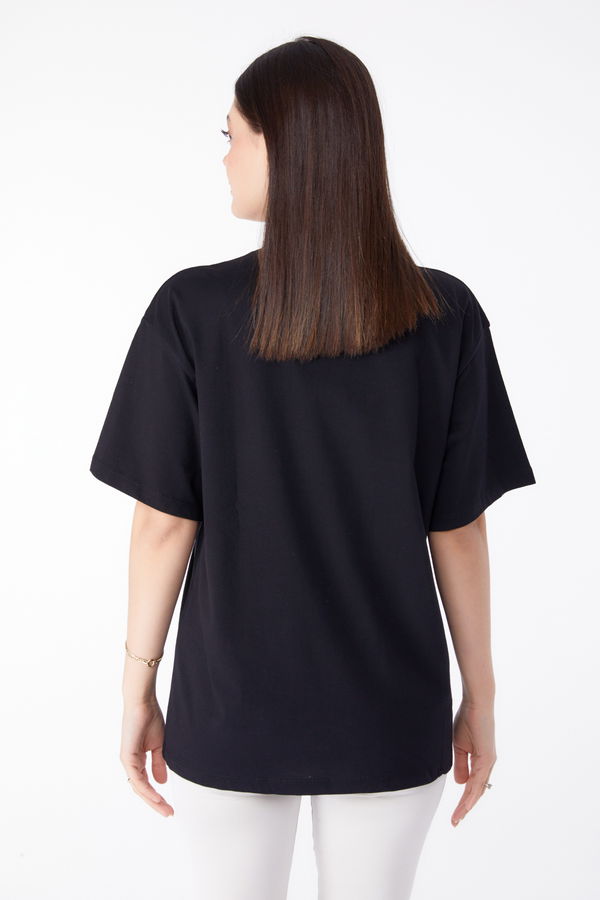 Baskılı T-shirt Siyah - 25375