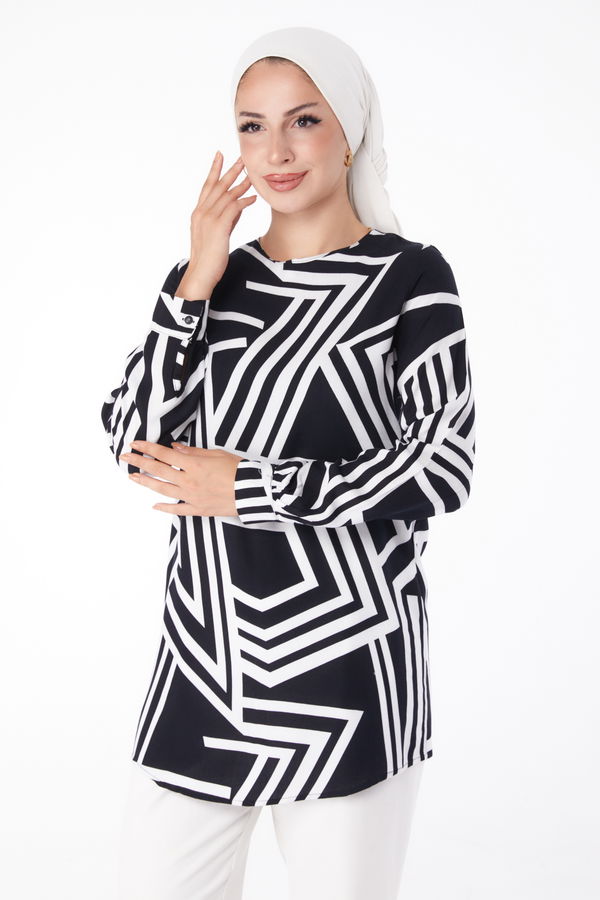 Desenli Tunik Siyah - 13278