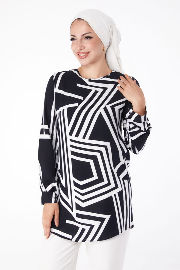 Desenli Tunik Siyah - 13278