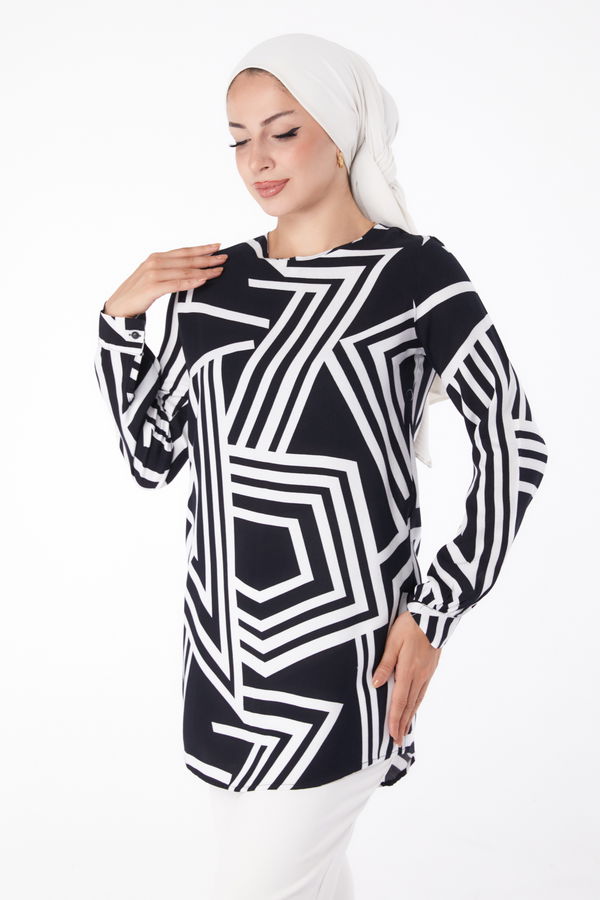 Desenli Tunik Siyah - 13278