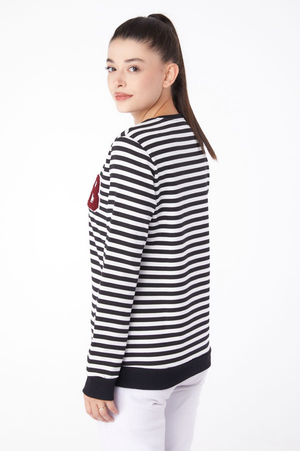 Nakışlı Sweatshirt Siyah - 26289