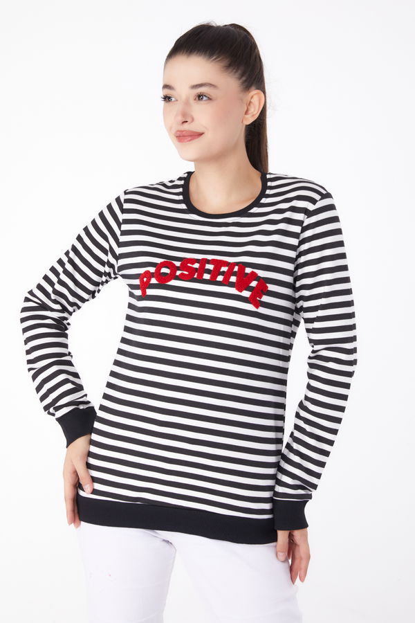 Nakışlı Sweatshirt Siyah - 26290