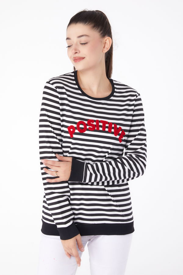 Nakışlı Sweatshirt Siyah - 26290