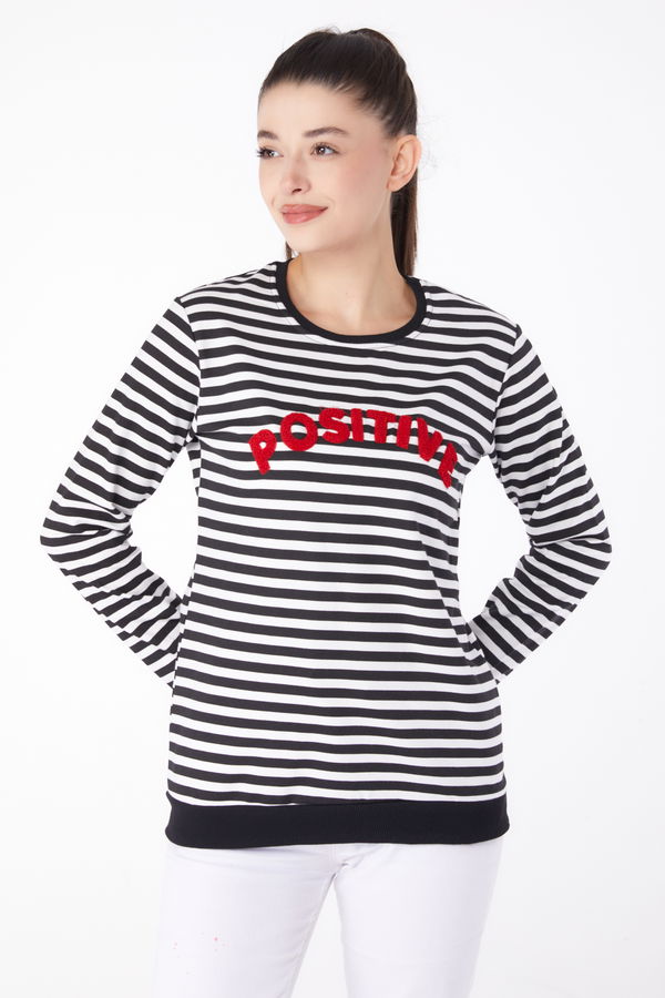 Nakışlı Sweatshirt Siyah - 26290