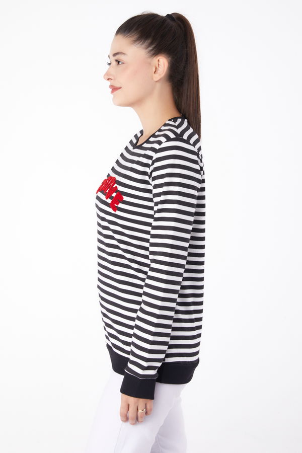 Nakışlı Sweatshirt Siyah - 26290