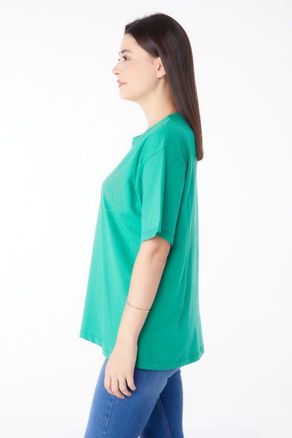 Baskılı Kısa Kollu T-Shirt Yesil - 25388