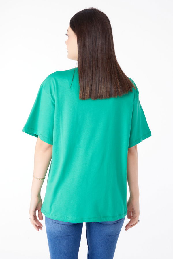 Baskılı Kısa Kollu T-Shirt Yesil - 25388