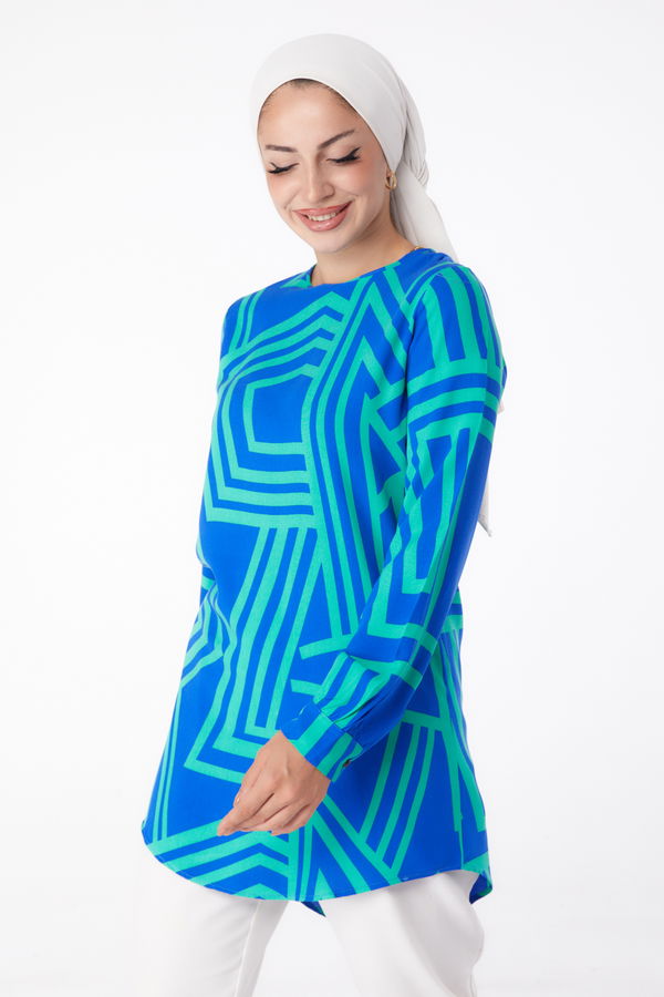 Desenli Tunik Yesil - 13278