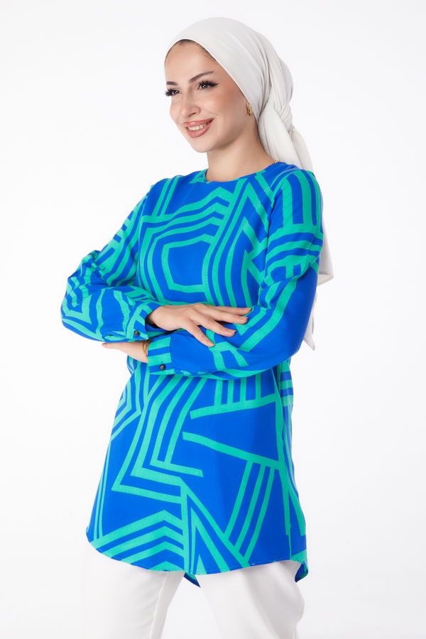 Desenli Tunik Yesil - 13278