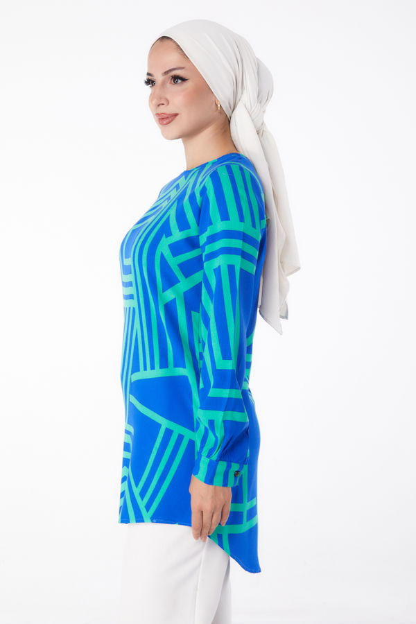 Desenli Tunik Yesil - 13278