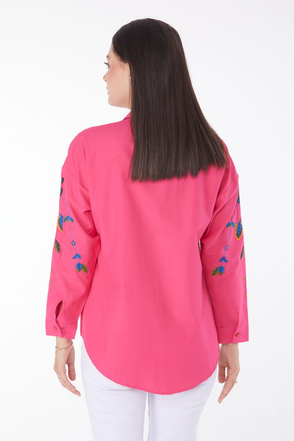 Nakışlı Gömlek Fusya - 25906