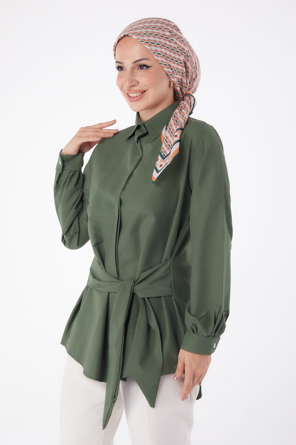 Bağcık Detaylı Tunik Haki - 13250