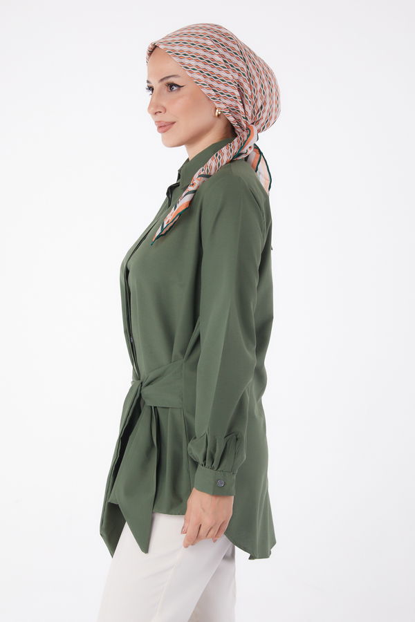 Bağcık Detaylı Tunik Haki - 13250