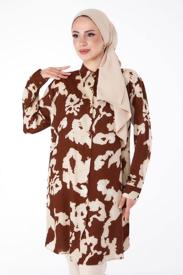 Desenli Tunik Kahve - 25605