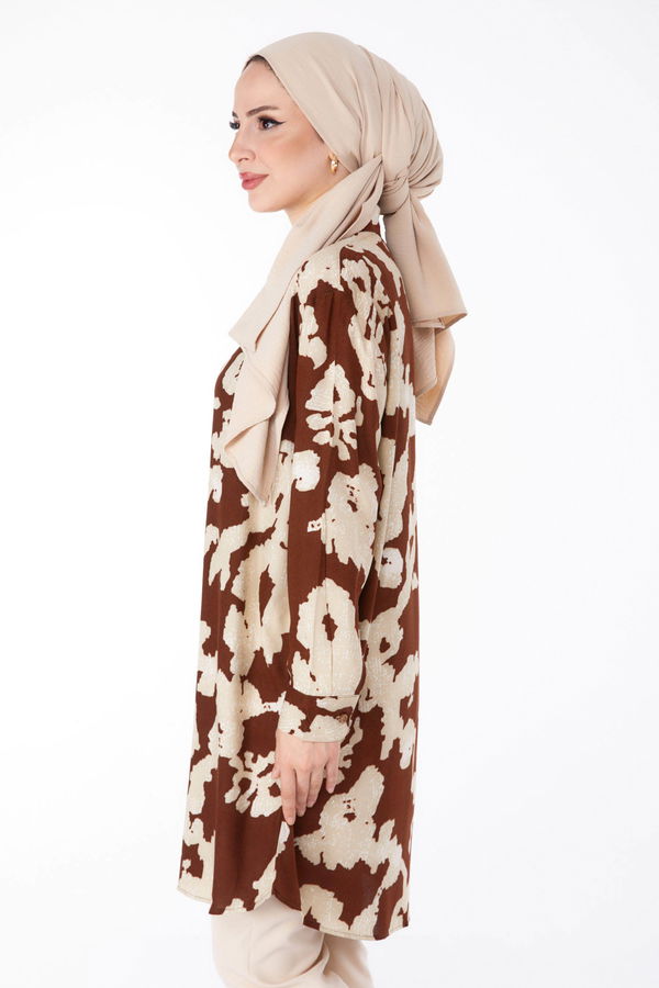Desenli Tunik Kahve - 25605