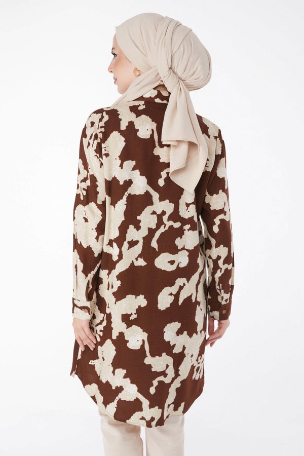 Desenli Tunik Kahve - 25605