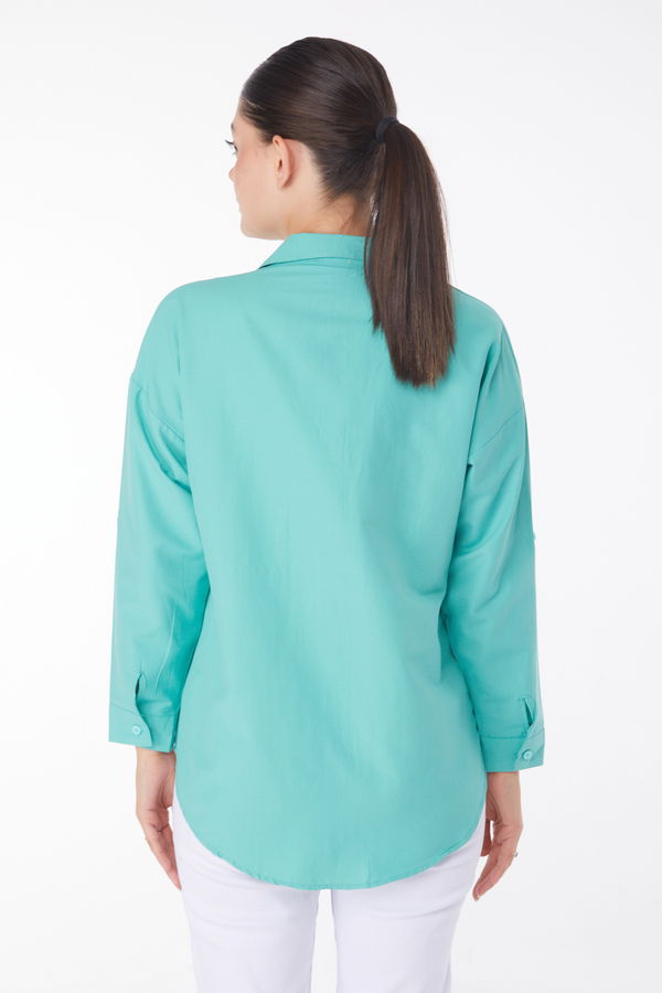 Taşlı Gömlek Mint - 25909