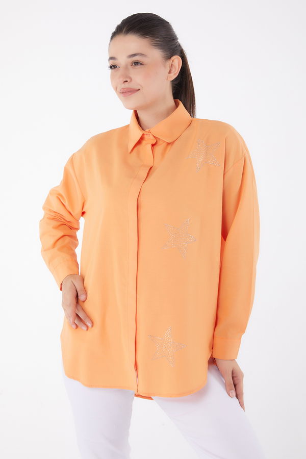 Yıldız Taşlı Gömlek Oranj - 13255