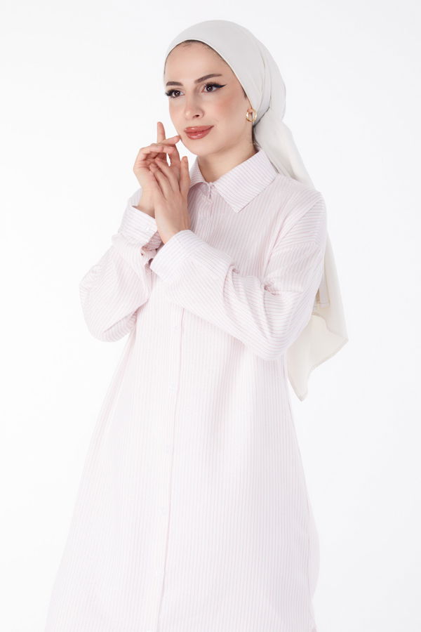 Çizgili Tunik Pembe - 25495