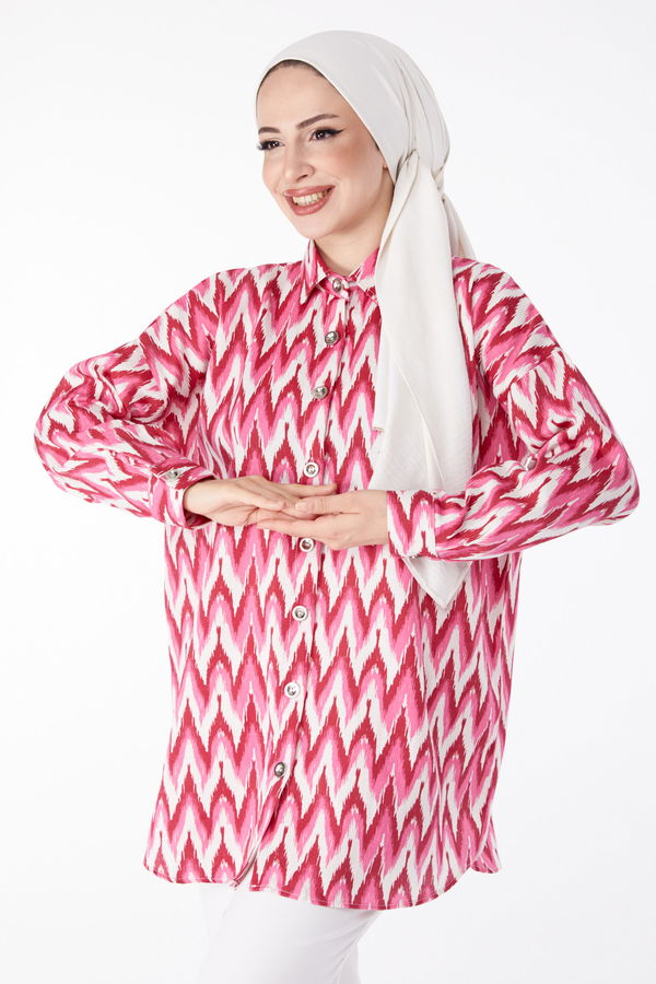 Desenli Gömlek Pembe - 25616