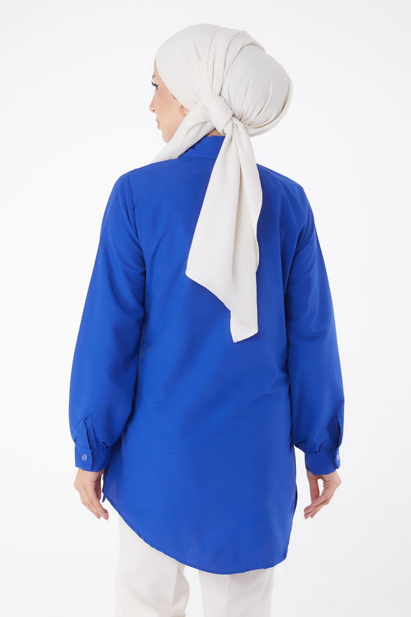 Bağcık Detaylı Tunik Saks - 13250
