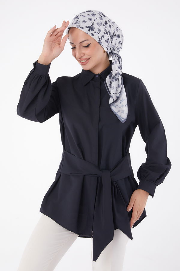 Bağcık Detaylı Tunik Siyah - 13250