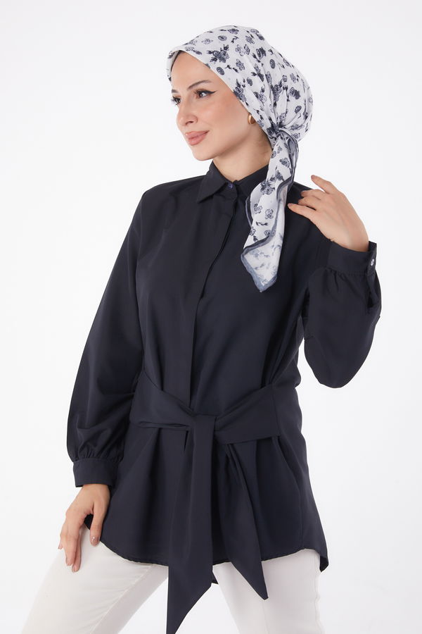 Bağcık Detaylı Tunik Siyah - 13250