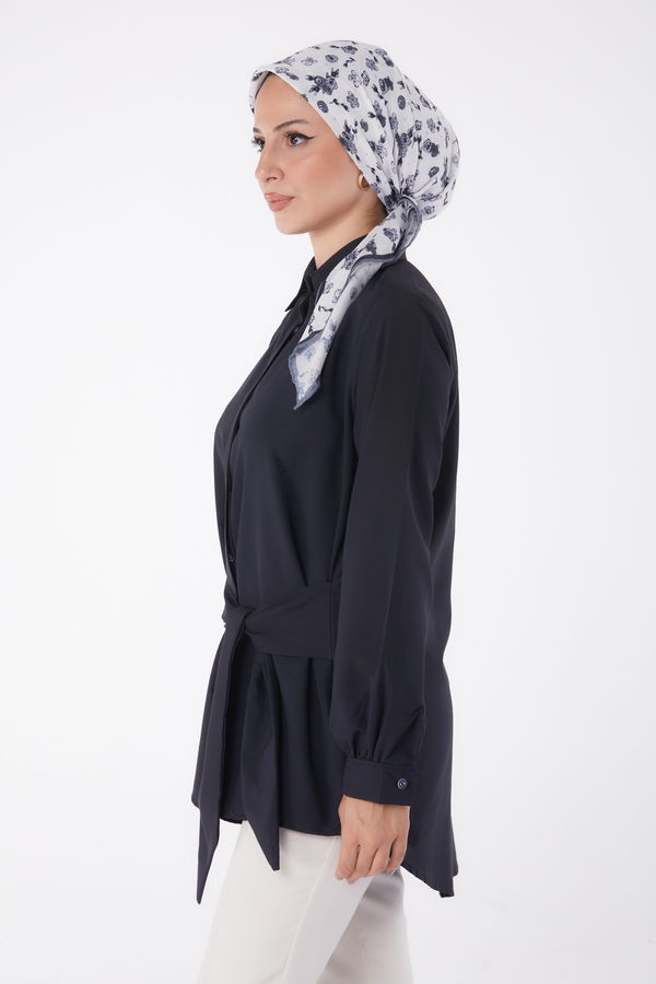 Bağcık Detaylı Tunik Siyah - 13250