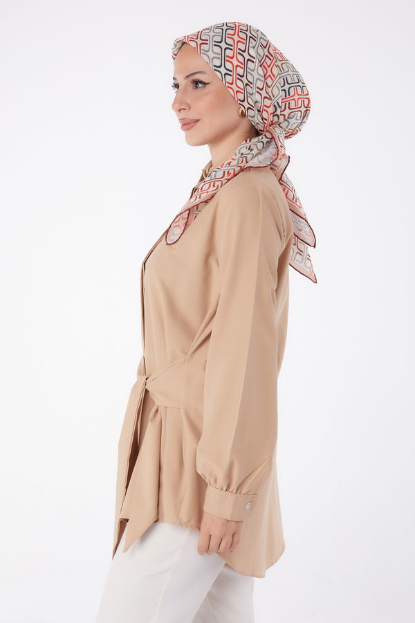 Bağcık Detaylı Tunik Vizon - 13250