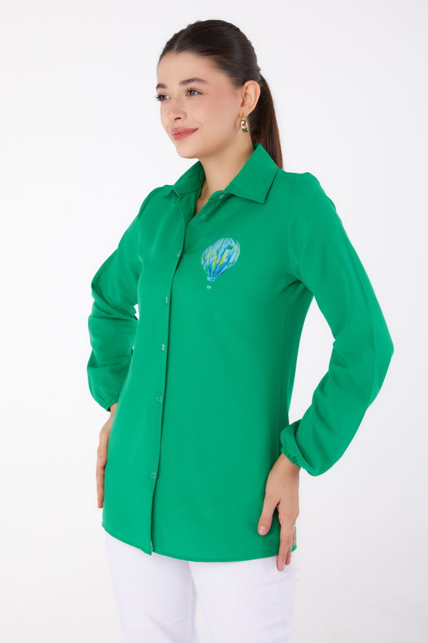 Baskılı Gömlek Yesil - 13341