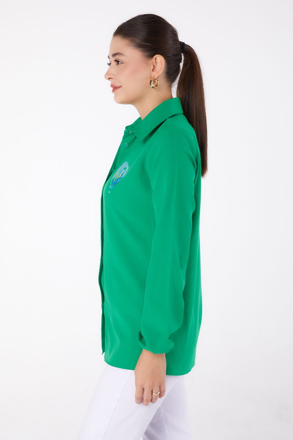 Baskılı Gömlek Yesil - 13341