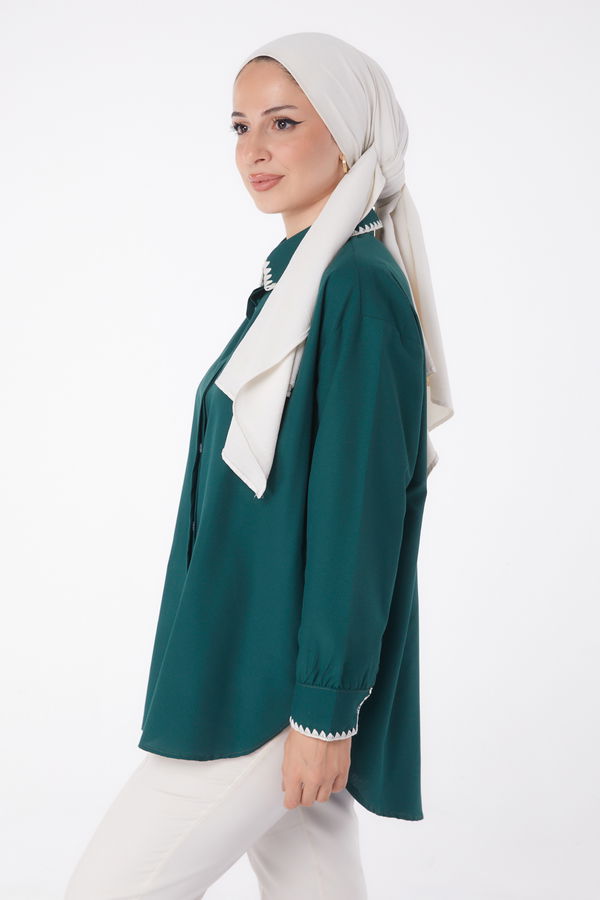 Nakışlı Gömlek Zümrüt - 13253