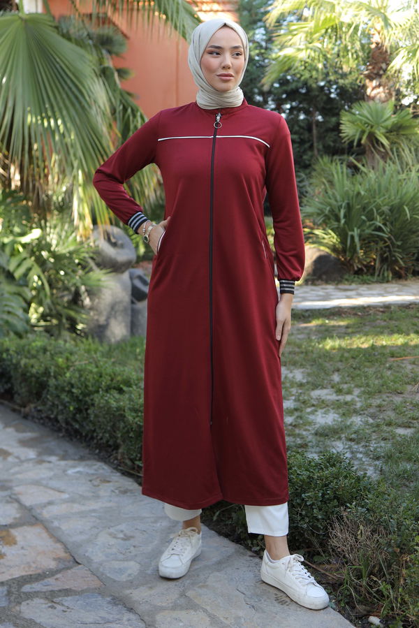 Şeritli Kap Bordo - 13346