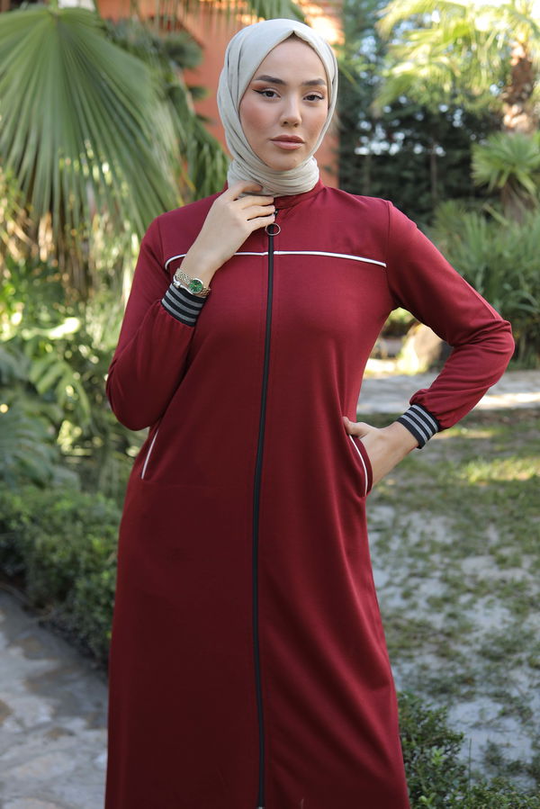 Şeritli Kap Bordo - 13346