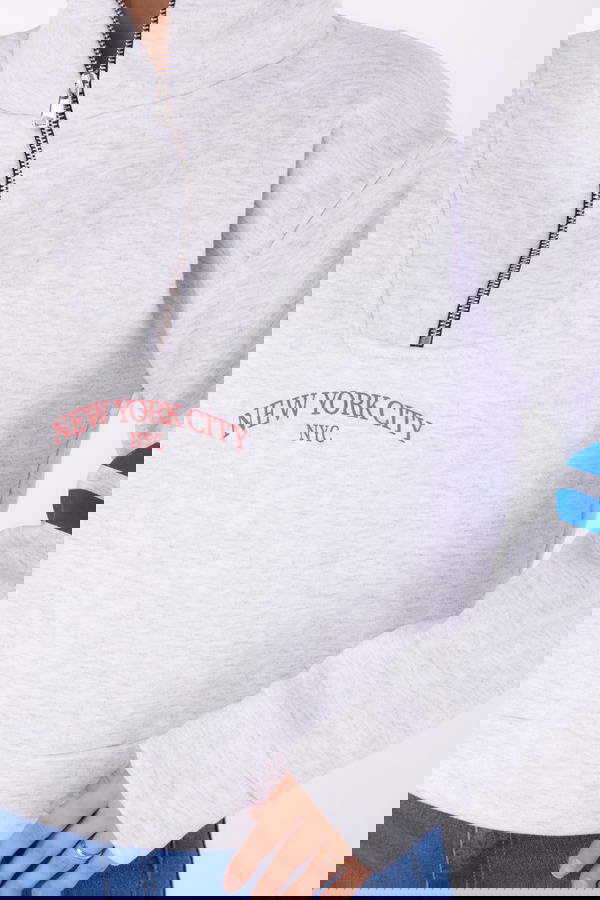 Fermuarlı sweatshirt Gri - 26381