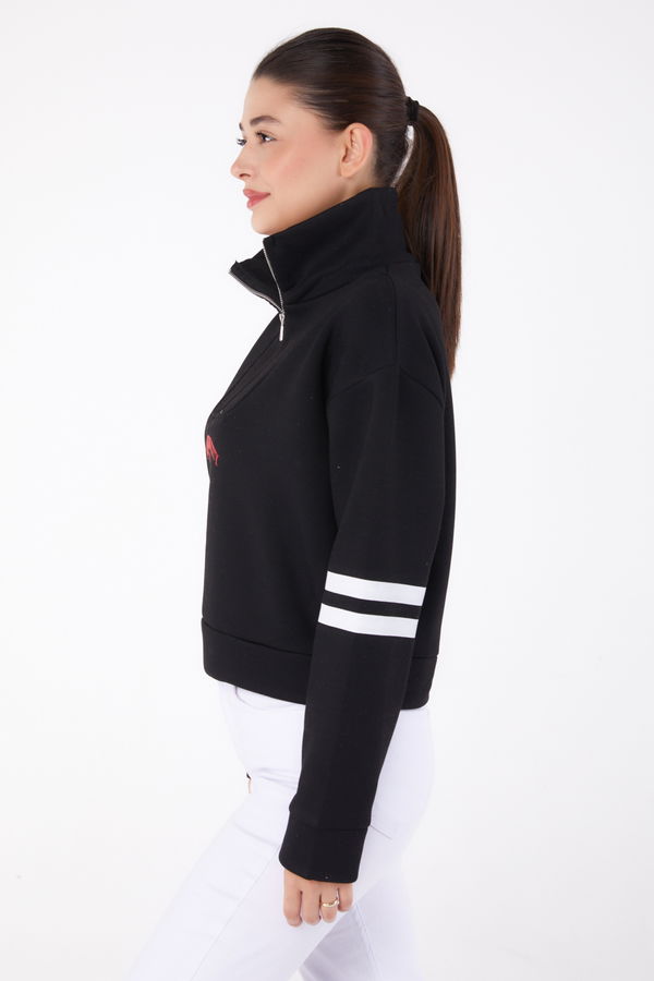 Fermuarlı sweatshirt Siyah - 26381