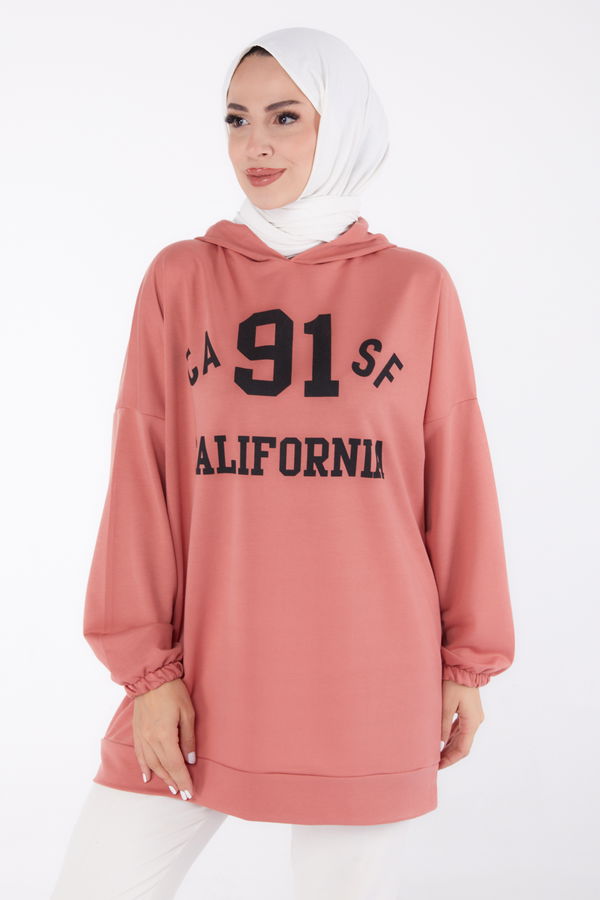 Baskılı Sweatshirt Gül - 13329