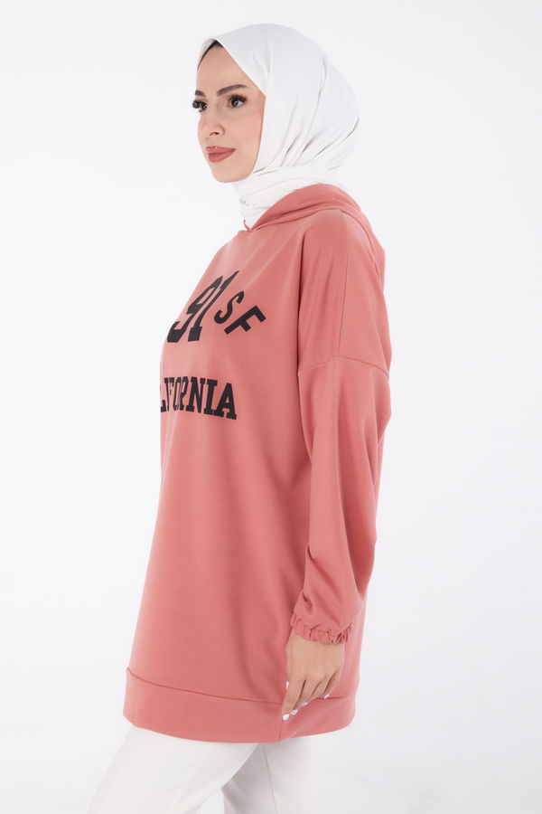 Baskılı Sweatshirt Gül - 13329