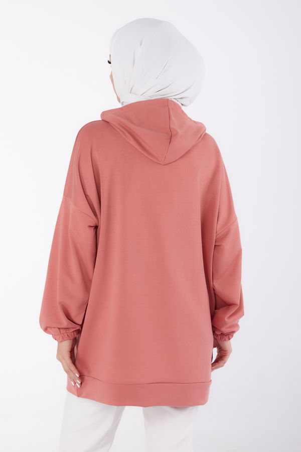 Baskılı Sweatshirt Gül - 13329