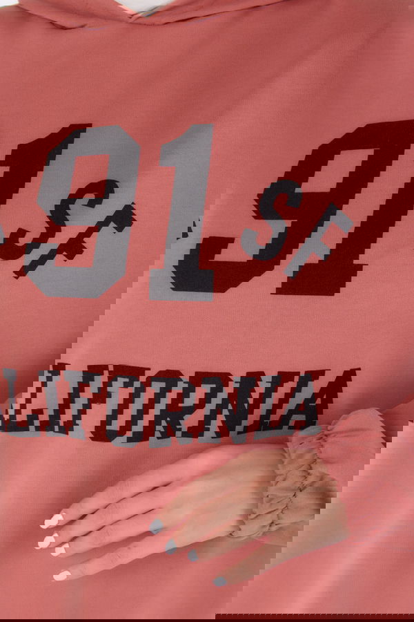 Baskılı Sweatshirt Gül - 13329