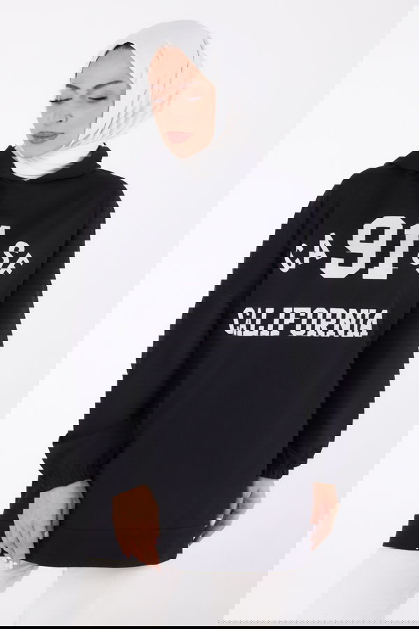 Baskılı Sweatshirt Siyah - 13329