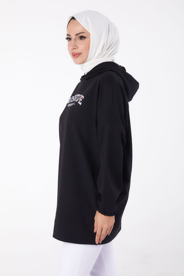 Baskılı Sweatshirt Siyah - 13333