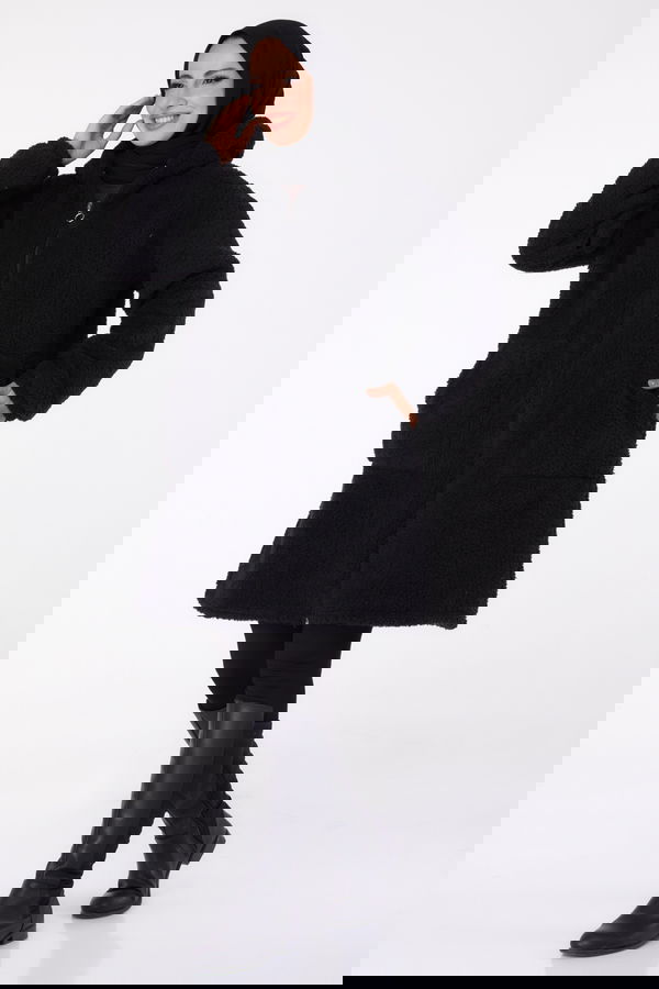 Peluş Mont Siyah - 13352