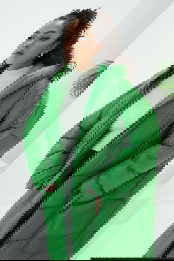 Uzun Şişme Mont Yesil - 26602