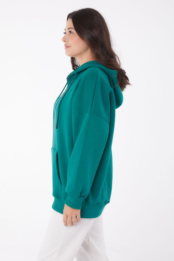 Cepli Fermuarlı sweatshirt Zümrüt - 26049