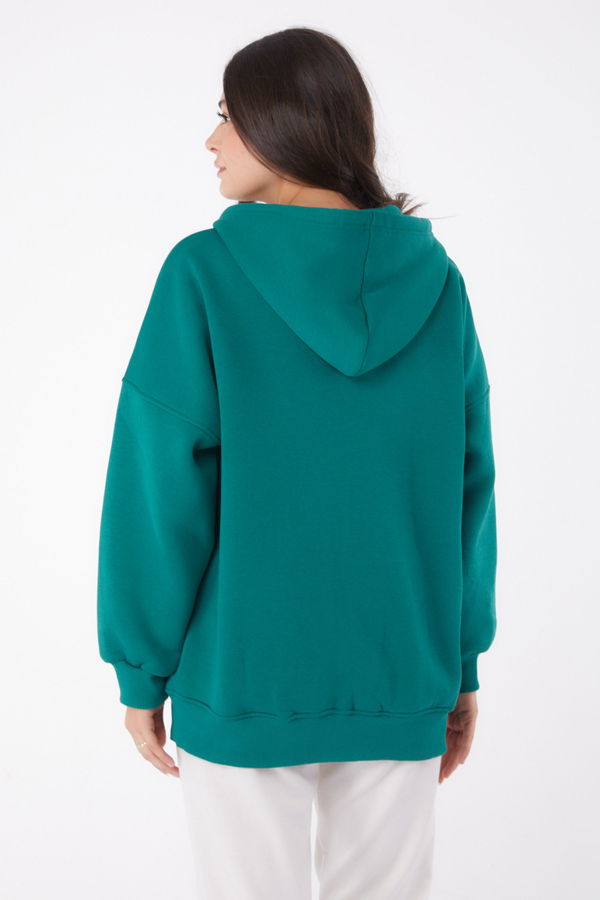 Cepli Fermuarlı sweatshirt Zümrüt - 26049