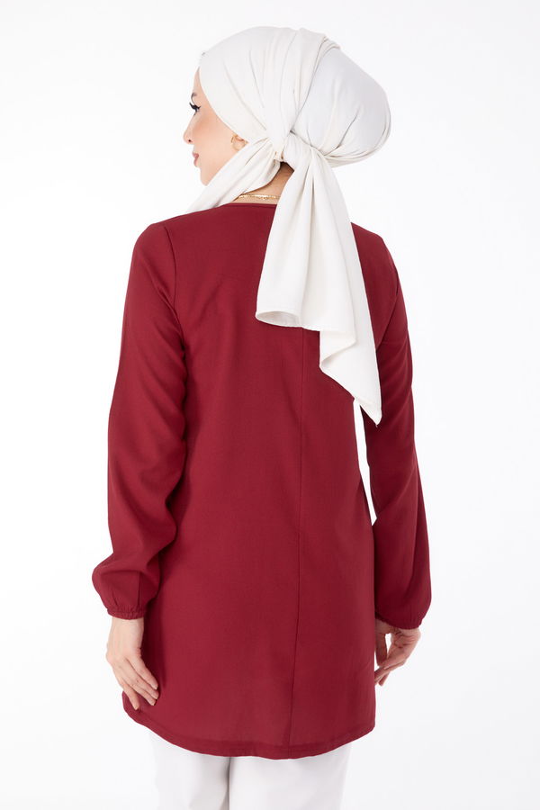 Nakışlı Tunik Bordo - 13185