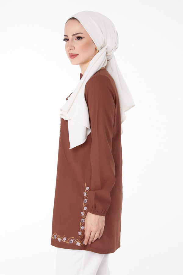 Nakışlı Tunik Kahve - 13185